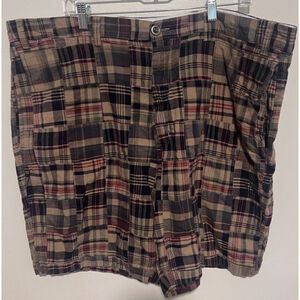 Roundtree & Yorke Plaid Cargo Shorts Men’s Sz 44 3XL Navy Brown Preppy Casual